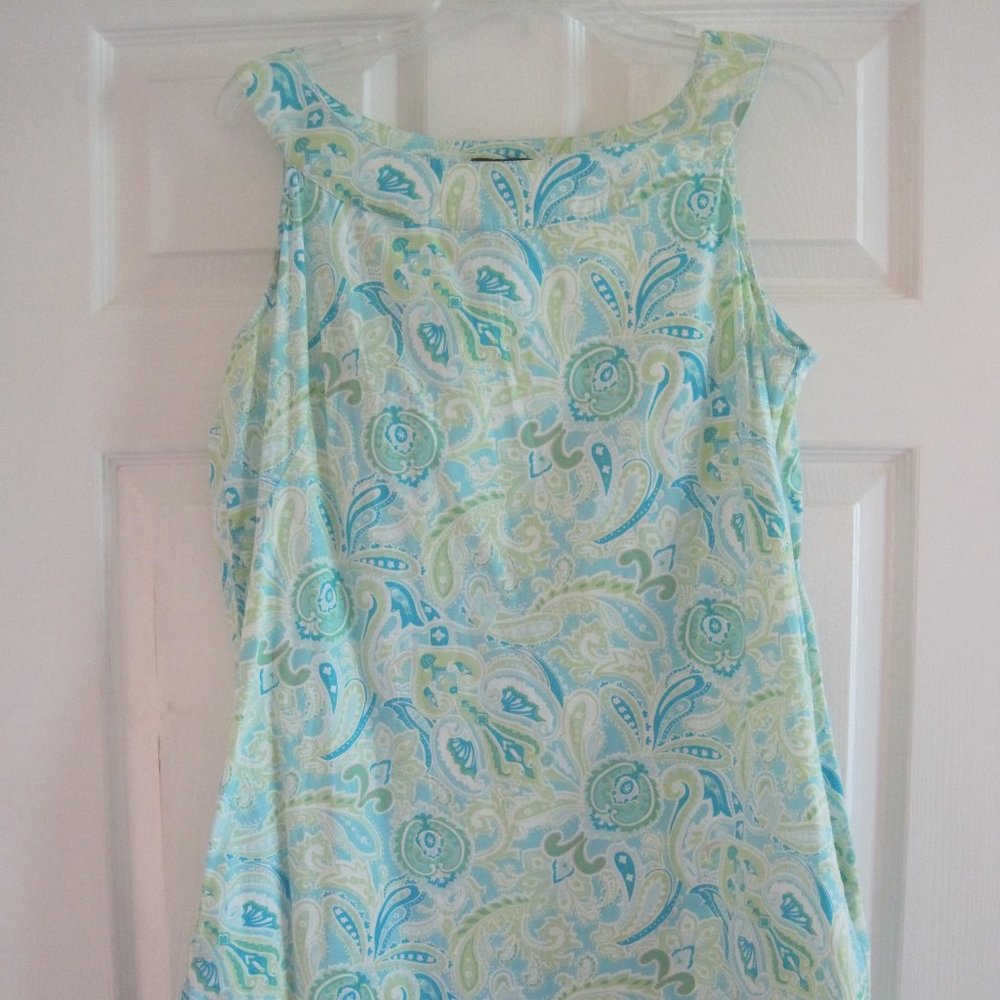 NEW YORK AND COMPANY BLUE AND GREEN PAISLEY HALTER DRESS 14 $54.00
